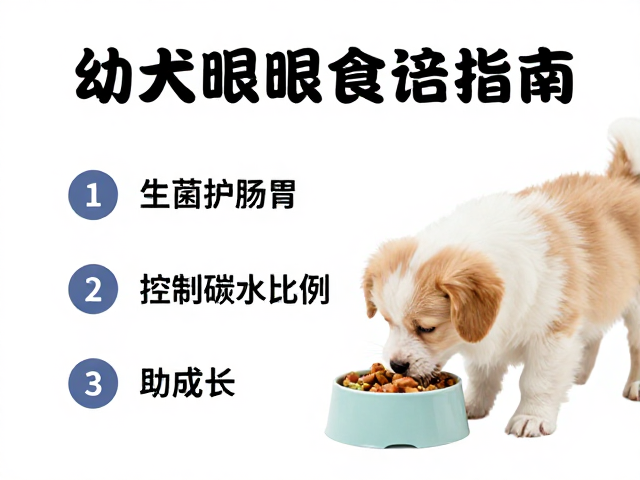 幼犬喂食指南,益生菌护肠胃,精准控制碳水比例助成长