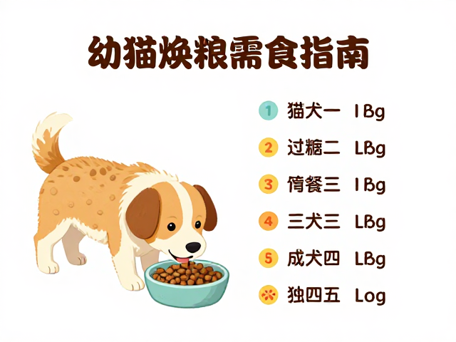 幼犬换粮需过渡,成犬每日2次喂食指南