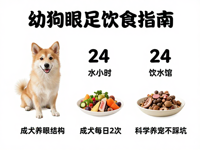 幼犬喂食指南,24小时充足饮水,成犬每日2次,科学养宠不踩坑
