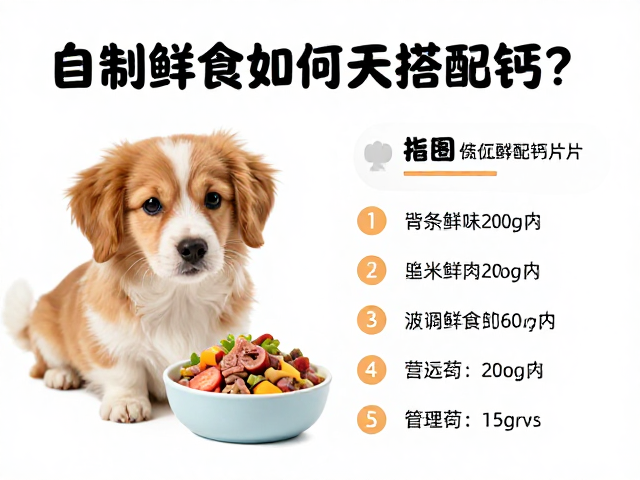 幼犬喂食指南,自制鲜食如何搭配钙片?营养均衡关键