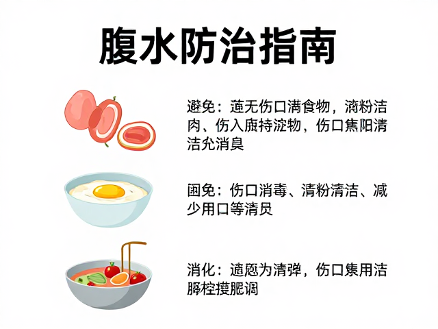 腹水防治指南，避免高淀粉饮食，做好伤口清洁消毒助康复