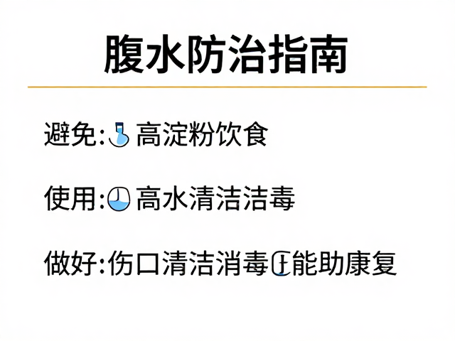 腹水防治指南,避免高淀粉饮食,做好伤口清洁消毒助康复