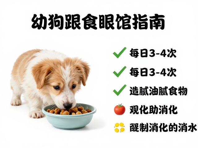 幼犬喂食指南,每日3-4次,避免油腻食物助消化