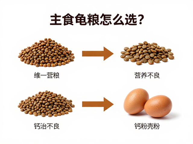 主食龟粮怎么选?避开单一食物营养不良,巧用钙粉蛋壳粉