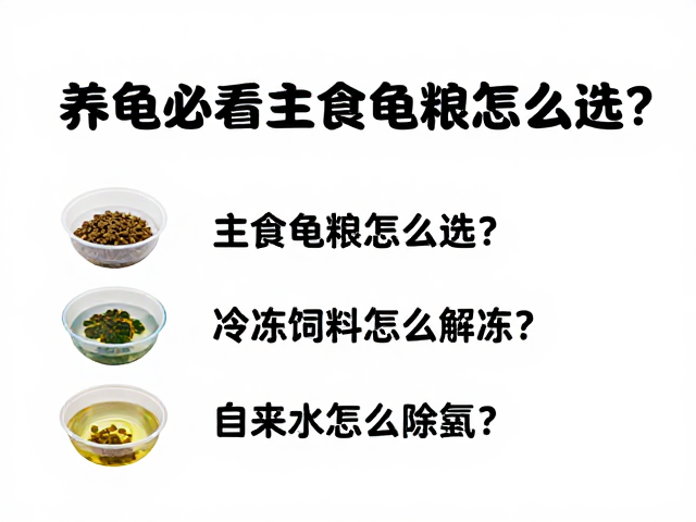 养龟必看,主食龟粮怎么选?冷冻饲料怎么解冻?自来水怎么除氯?