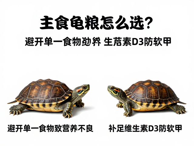 主食龟粮怎么选？避开单一食物致营养不良，补足维生素D3防软甲