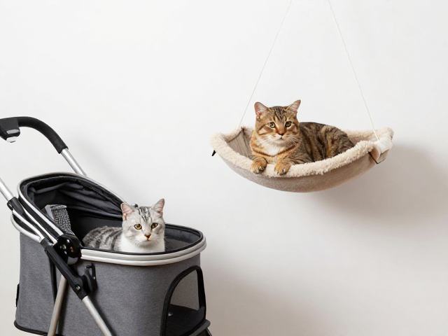 专用猫粮搭配宠物推车与猫吊床，打造科学养宠生活
