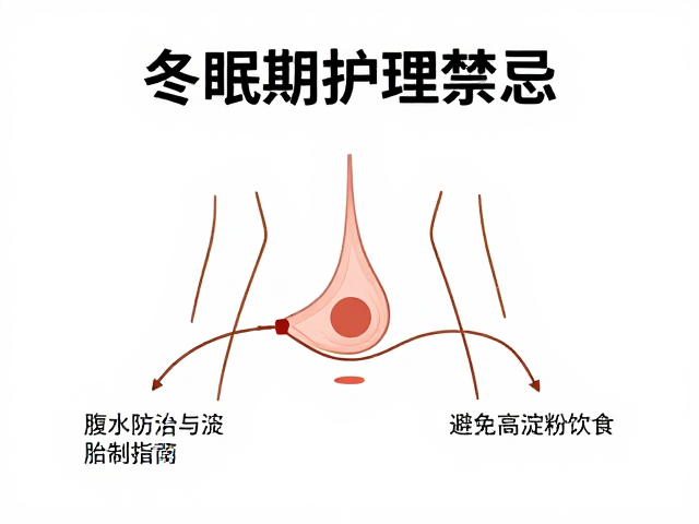 冬眠期护理禁忌,腹水防治与避免高淀粉饮食指南