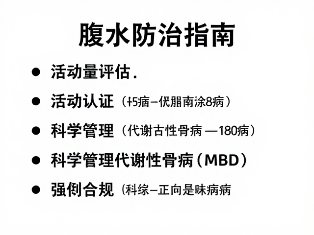 腹水防治指南，结合活动量评估，科学管理代谢性骨病(MBD)