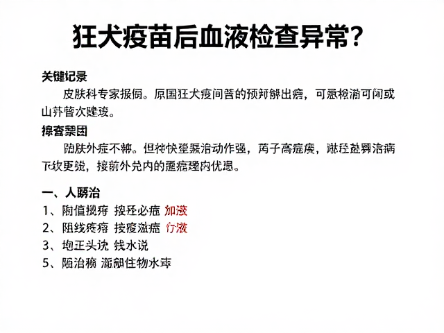 狂犬疫苗后血液检查异常?皮肤科专家解读防治与注意事项