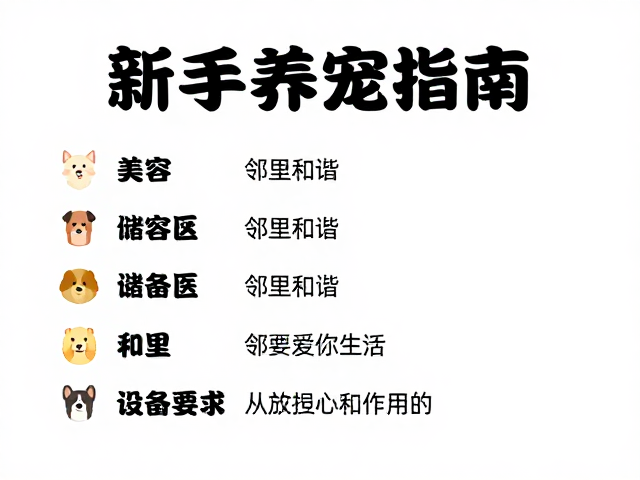 新手养宠指南，美容医疗储备与邻里和谐，打造和谐爱宠生活