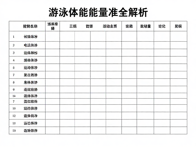游泳馆体能评估表,运动量标准全解析