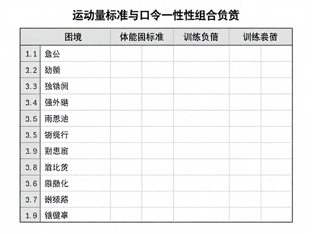 运动量标准与口令一致性，利用体能评估表精准量化训练负荷