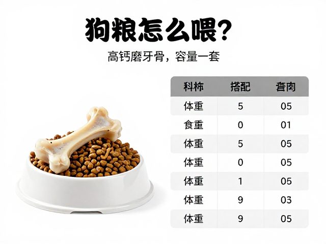 狗粮怎么喂?高钙磨牙骨搭配与体重食盆容量对照表