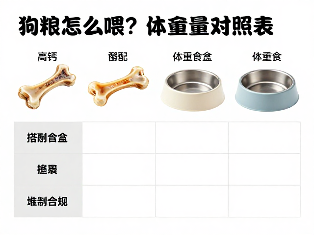 狗粮怎么喂?高钙磨牙骨搭配与体重食盆容量对照表