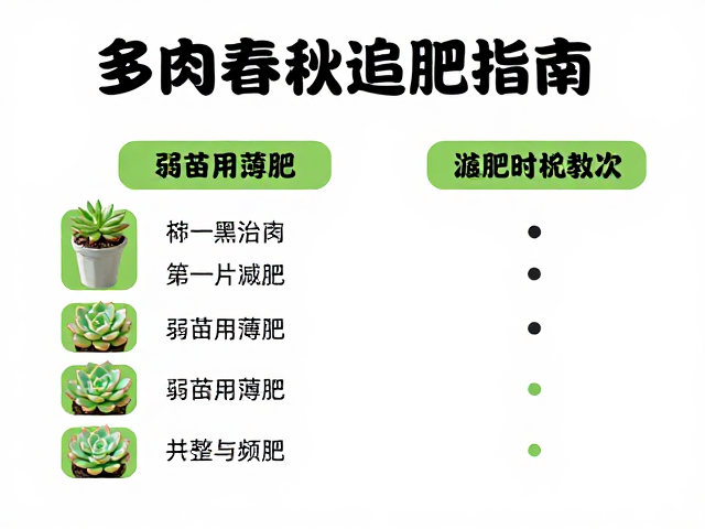 多肉春秋追肥指南，弱苗用薄肥，完整施肥时机与频次教程