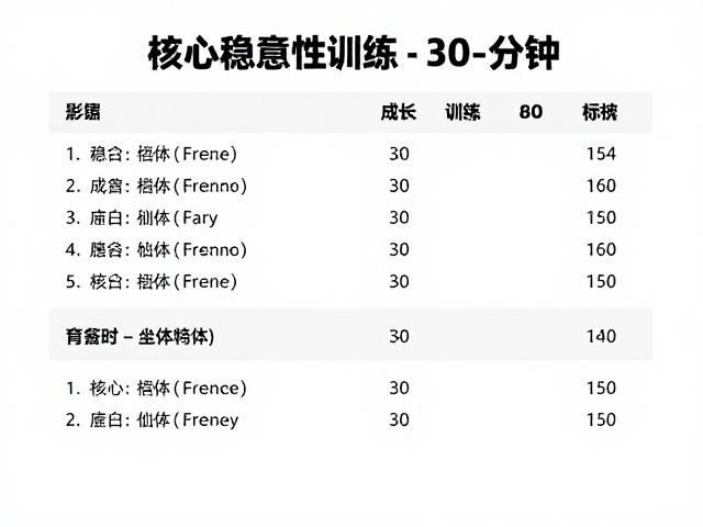 核心稳定性训练，每次30-60分钟，运动量标准指南