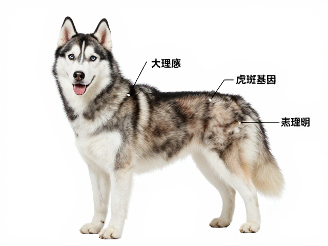纯种哈士奇标准,皮肤敏感与大理石/虎斑基因表现全解析