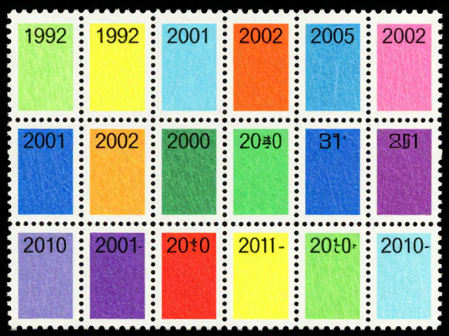 1992-2002编号邮票与荧光丝纸，2001-2010多样化发展揭秘