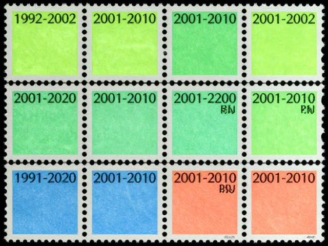 1992-2002编号邮票与荧光丝纸，2001-2010多样化发展揭秘