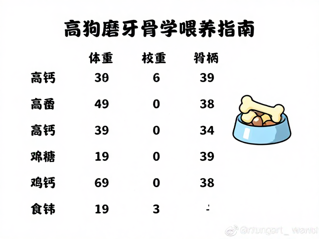 狗狗体重与食盆容量对照表，搭配高钙磨牙骨科学喂养指南