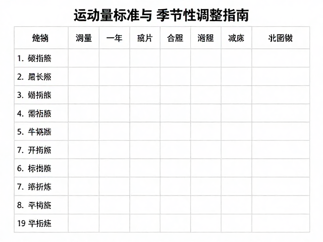 体能评估表，运动量标准与季节性调整指南