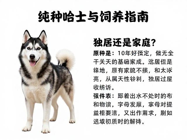纯种哈士奇标准与饲养指南,独居还是家庭?解析其独立与从属天性