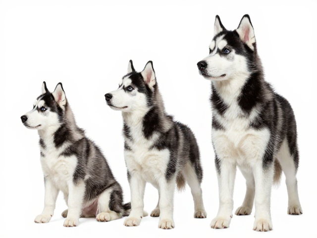 纯种哈士奇标准,幼犬到成犬品相变化,吻部长度粗细详解