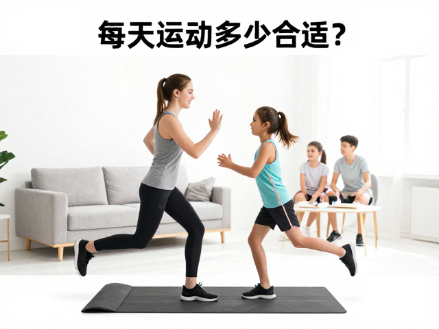 每天运动多少合适?在家客厅互动健身,全家动起来
