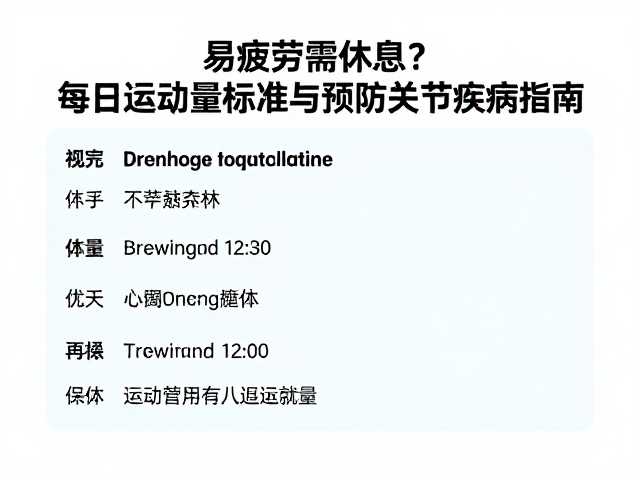 易疲劳需休息?每日运动量标准与预防关节疾病指南