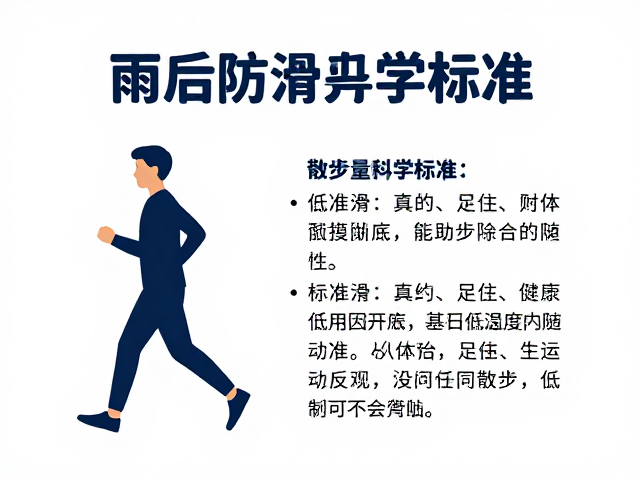 雨后防滑指南,每日低强度散步运动量标准与安全建议