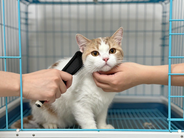 猫咪笼内适应训练,结合梳毛技巧与定期兽医体检,打造健康陪伴