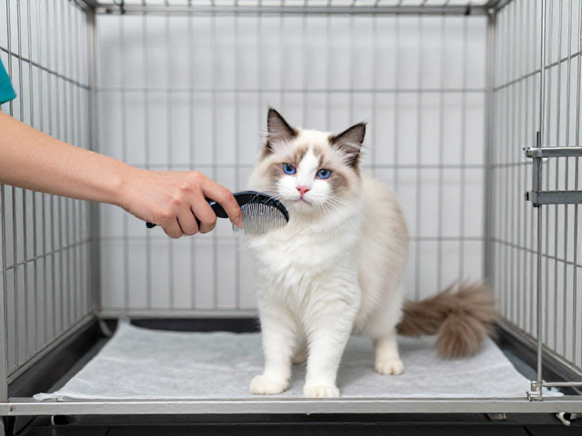 猫咪笼内适应训练,结合梳毛技巧与定期兽医体检,打造健康陪伴