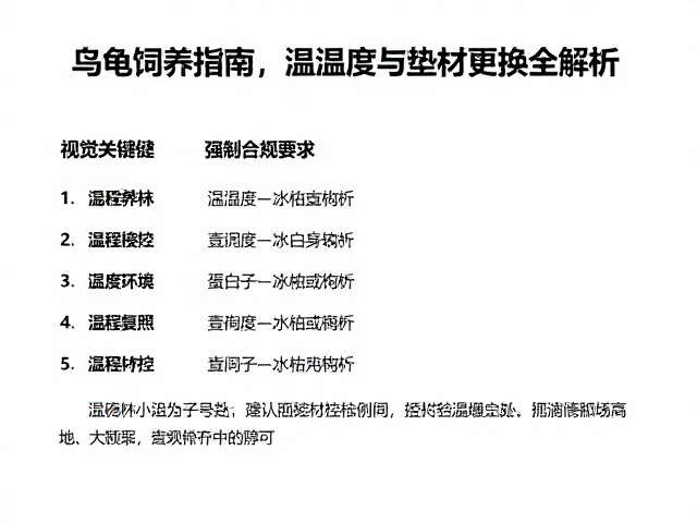 乌龟饲养指南，温湿度光照调整与垫材更换全解析