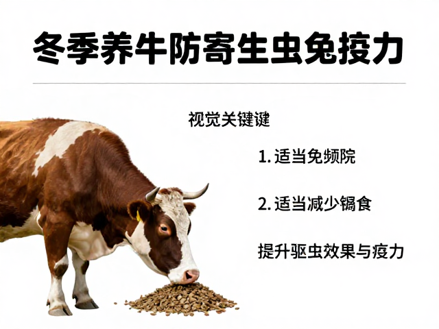 冬季养牛防寄生虫，适当减少饲料，提升驱虫效果与免疫力