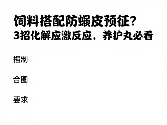 饲料搭配防蜕皮预征？3招化解应激反应，养殖户必看