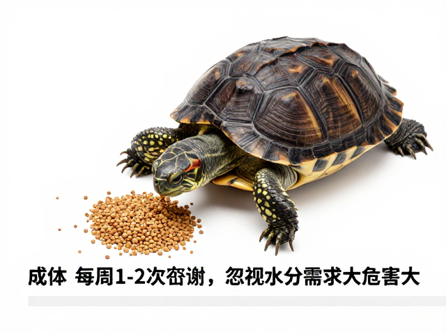 成体龟每周1-2次喂饲料，忽视水分需求危害大