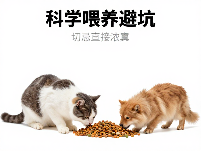 给不同体型宠物喂饲料避坑,切忌直接淋头,科学喂养指南