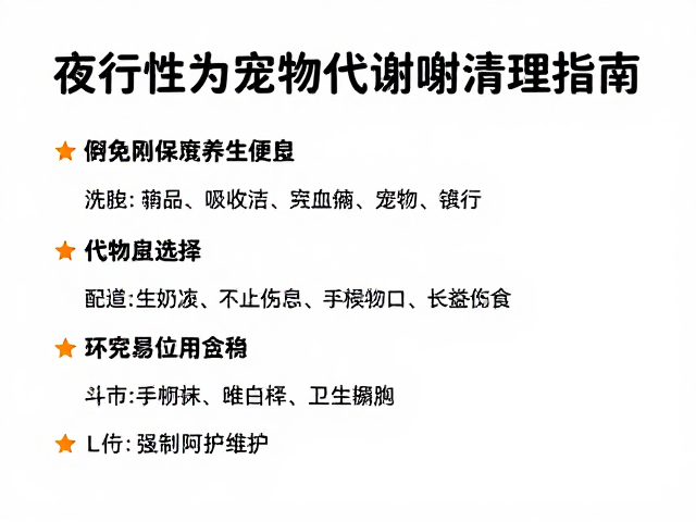 夜行性宠物晚间喂食与代谢废物清理指南，饲料选择与卫生维护