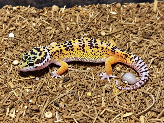 豹纹守宫蜕皮周期,垫材5-10cm,避高温,助其顺利蜕皮不卡皮