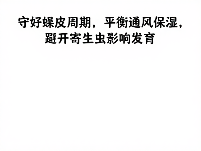 守好蜕皮周期，平衡通风保湿，避开寄生虫影响发育
