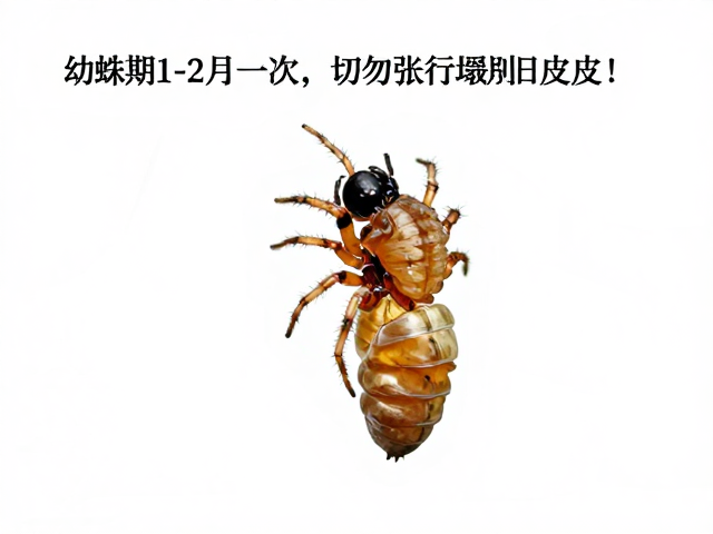 蜘蛛蜕皮周期多长？幼蛛期1-2月一次，切勿强行剥离旧皮！