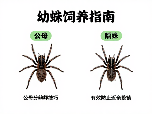 幼蛛饲养指南,公母分辨技巧,有效防止近亲繁殖