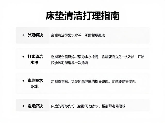 床垫清洁打理指南，水质清洁要求与定期翻晒更换技巧