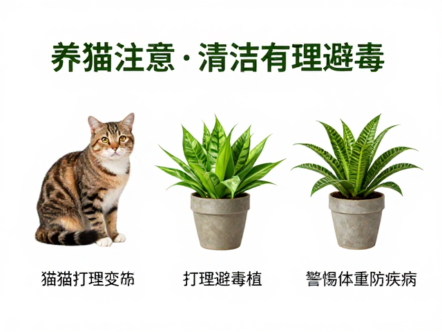 养猫注意，清洁打理避毒植，警惕体重变化防疾病