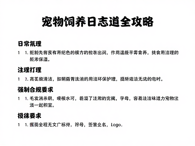 宠物饲养日志管理，清洁打理与拒食处理全攻略