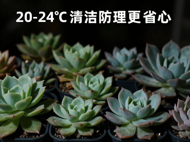 多肉夜间20-24℃通风防积水，清洁打理更省心