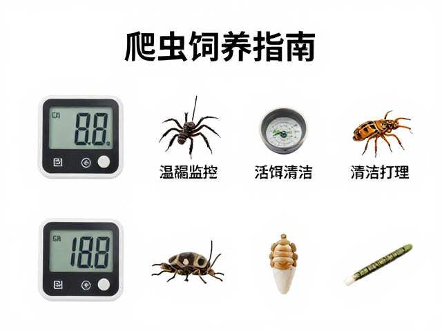 爬虫饲养指南，温湿度计监控与活饵清洁打理技巧