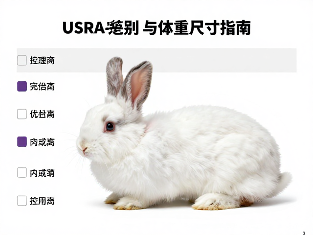 幼兔鉴别与体重测量,USRA标准尺寸指南