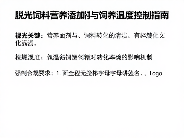 脱水饲料营养添加剂与饲养温度控制指南